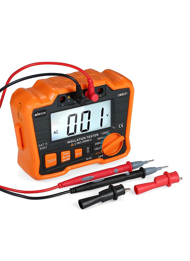 Generic - KKmoon Insulation Resistance Tester DCV ACV Meter 1000V Ground Megger Megohmmeter MegOhm Voltmeter w/LCD Backlight Display - Image 1