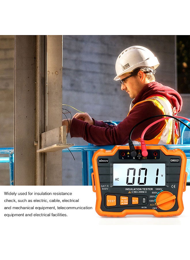 Generic - KKmoon Insulation Resistance Tester DCV ACV Meter 1000V Ground Megger Megohmmeter MegOhm Voltmeter w/LCD Backlight Display - Image 1