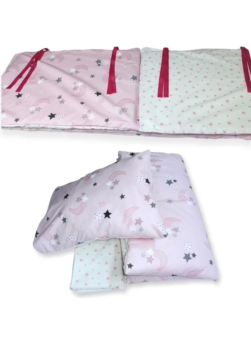 Bebek Özel Baby Special Baby/child Sleeping Set Pink Crescent/Star 7 Pieces