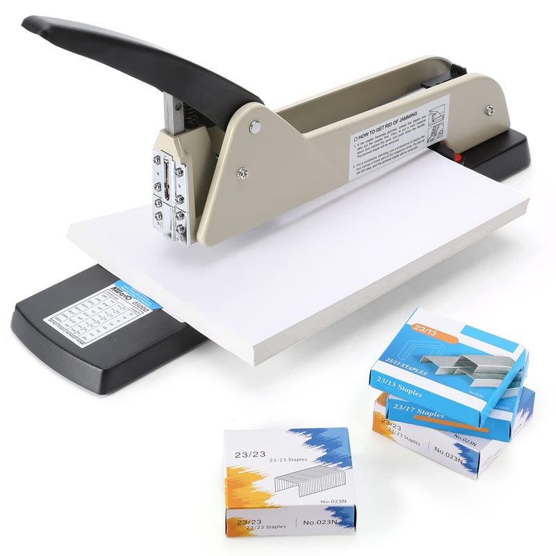 Frifreego Long Reach Stapler Heavy Duty Long Arm Stapler 200 Sheets Capacity 4000 Staples Gift 984 Adjustable Stapling Depth Suitable for Booklets Office Document Fixable Paper Guide
