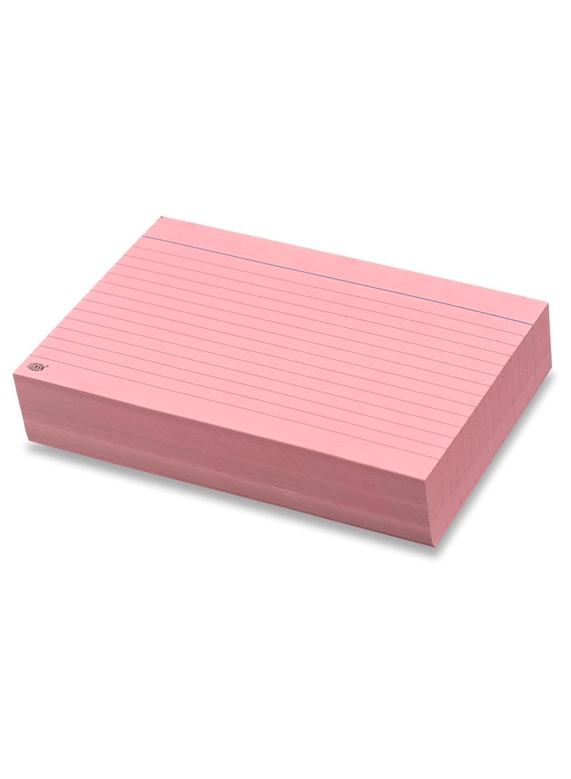 FIS® Ruled Record Cards or Index Cards, Size:6"x4" Inches (152x102mm), Two Sides Single Ruled, 240gsm, 100 Sheets Per Packet, Packet of 3 Pieces, Pink Color-FSIC64PI-3 - Image 2