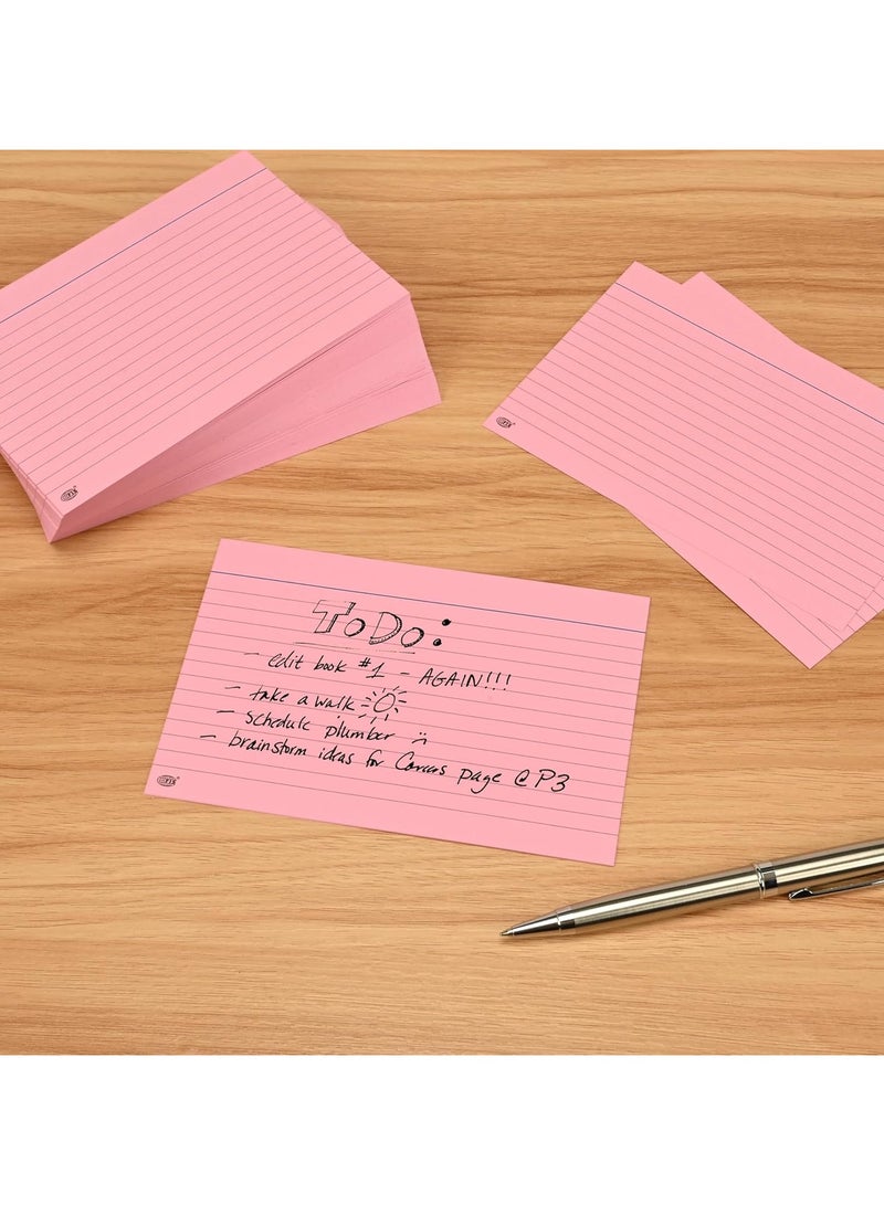 FIS® Ruled Record Cards or Index Cards, Size:6"x4" Inches (152x102mm), Two Sides Single Ruled, 240gsm, 100 Sheets Per Packet, Packet of 3 Pieces, Pink Color-FSIC64PI-3 - Image 3