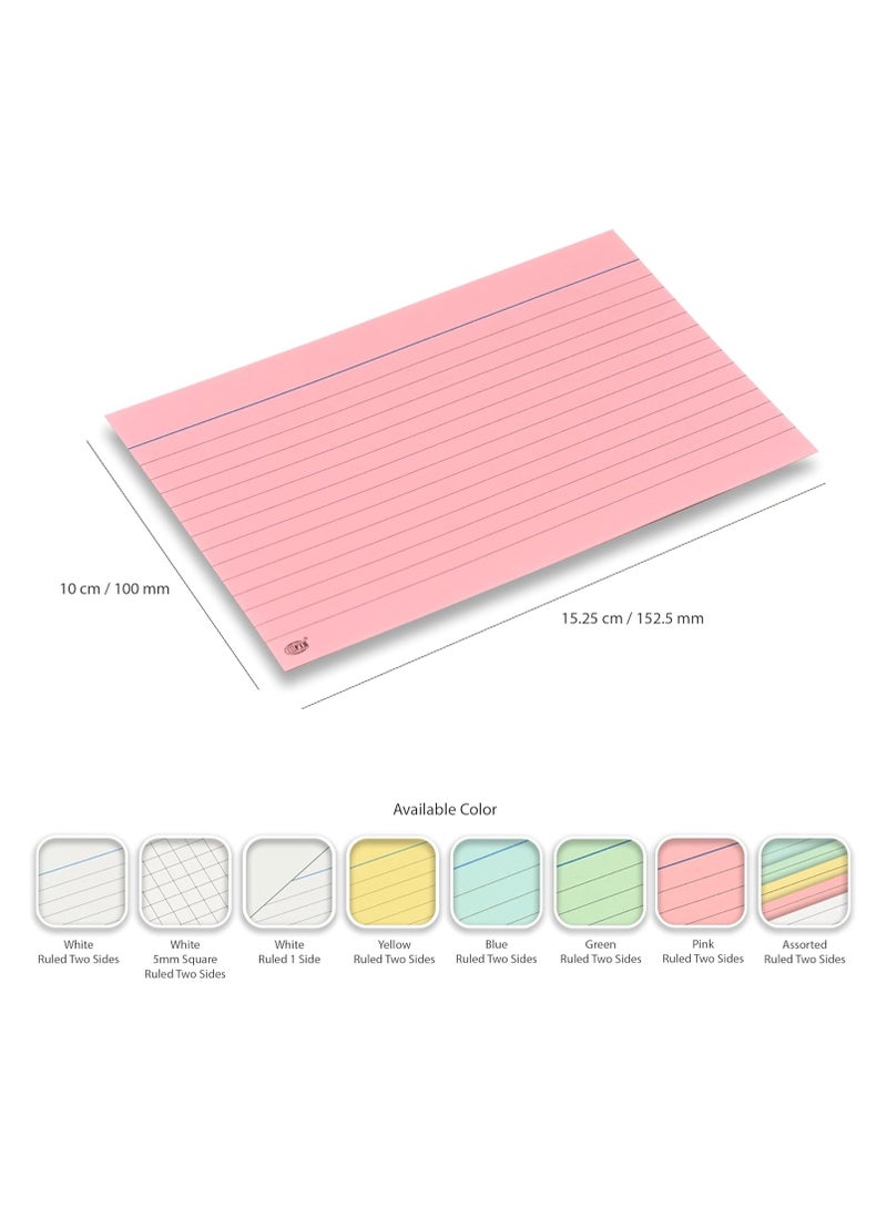 FIS® Ruled Record Cards or Index Cards, Size:6"x4" Inches (152x102mm), Two Sides Single Ruled, 240gsm, 100 Sheets Per Packet, Packet of 3 Pieces, Pink Color-FSIC64PI-3 - Image 5