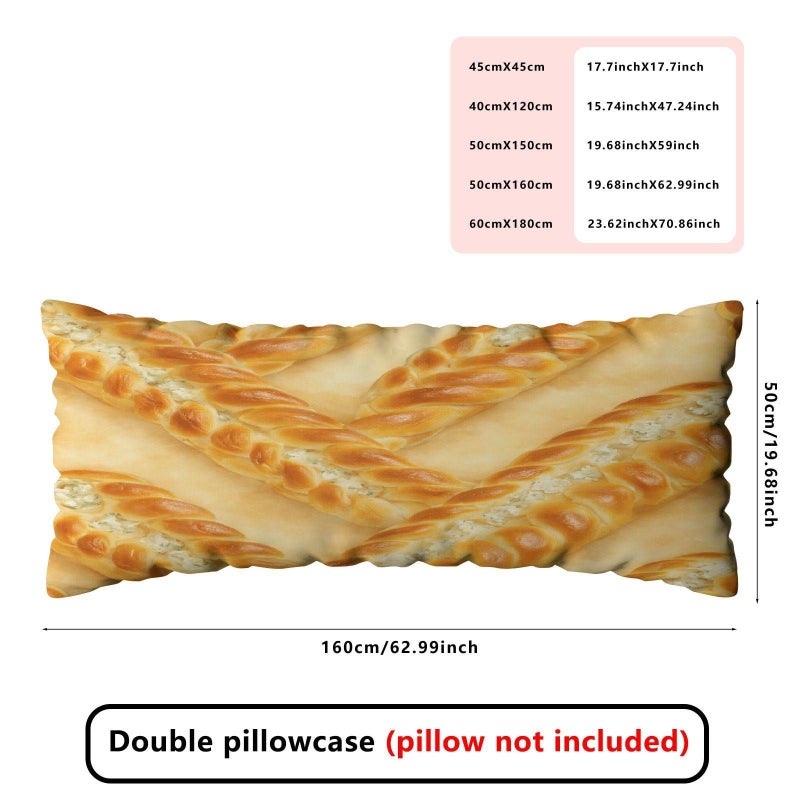 Creative Kitchen Bakery Rectangular Pillow Cover With Baguette Bread Design Soft Polyester Fiber Zipper Closure 19 69 X 59 06 Inch Mixed Colors For Sofa And Bedding Decoration - Image 3