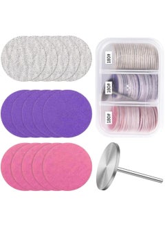 60Pcs Sanding Paper Discs with Metal Nail Drill Bit Replacement SelfAdhesive Sandpaper Discs Disc Pads 25mm for Electric Foot File Callus Remover Machine Polishing Craft Manicure Pedicure