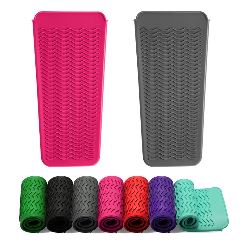 ZAXOP ZAXOP 2 Pack Heat Resistant Silicone Mat Pouch for Flat Iron Curling IronHair StraightenerHair Curling WandsHot Hair Tools Grey  HOT Pink 