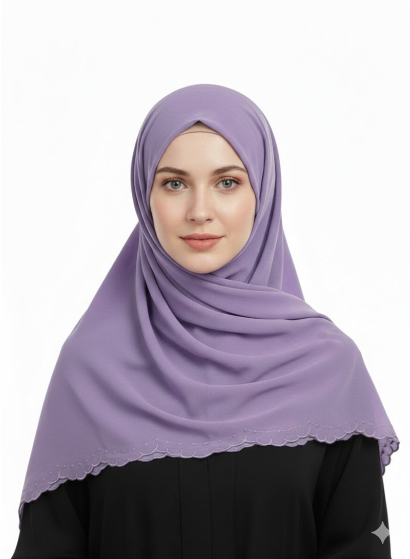 D'Daniela D' Daniela - Stacy Chiffon Scarf Muslim Shawl - Purple - Image 4