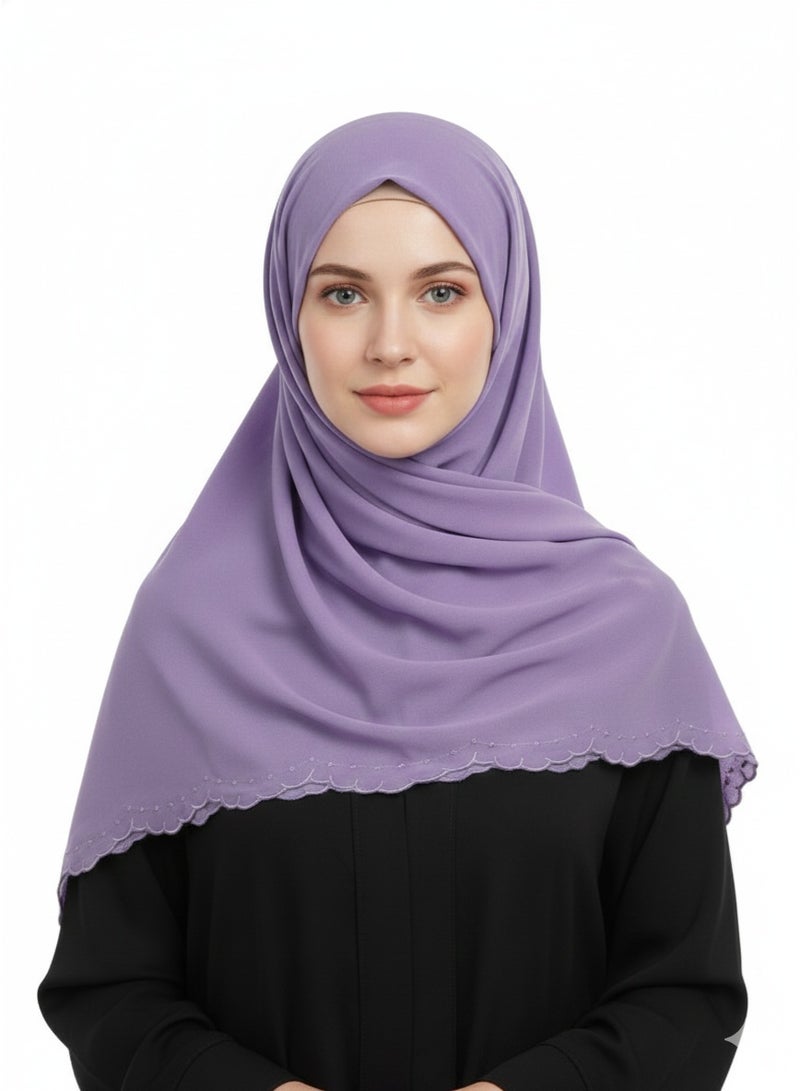 D'Daniela D' Daniela - Stacy Chiffon Scarf Muslim Shawl - Purple - Image 1