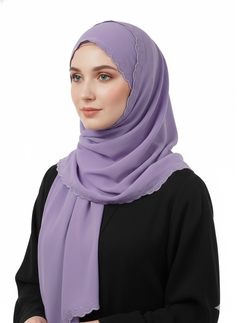 D'Daniela D' Daniela - Stacy Chiffon Scarf Muslim Shawl - Purple - Image 2