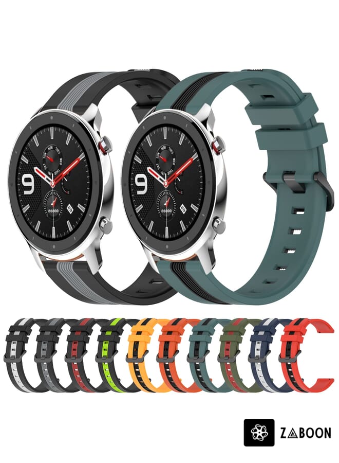 Zaboon Replacement Band For Amazfit GTR 4 22mm Vertical Two-Color Silicone - Image 3