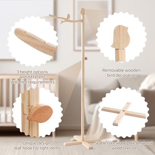 let's make Floor Standing Crib Mobile Arm 57.8 Inch Wooden Baby Mobile Arm for Crib Movable Baby Mobile Hanger with Hook Anti-Dumping Baby Mobile Holder Floor Stand Nursery Decor - Image 3