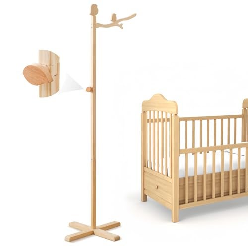 let's make Floor Standing Crib Mobile Arm 57.8 Inch Wooden Baby Mobile Arm for Crib Movable Baby Mobile Hanger with Hook Anti-Dumping Baby Mobile Holder Floor Stand Nursery Decor - Image 1