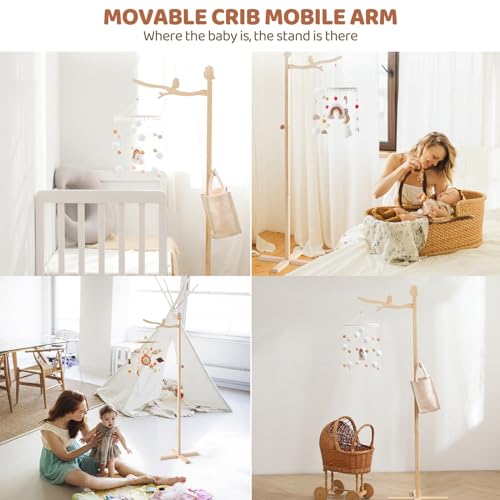 let's make Floor Standing Crib Mobile Arm 57.8 Inch Wooden Baby Mobile Arm for Crib Movable Baby Mobile Hanger with Hook Anti-Dumping Baby Mobile Holder Floor Stand Nursery Decor - Image 5