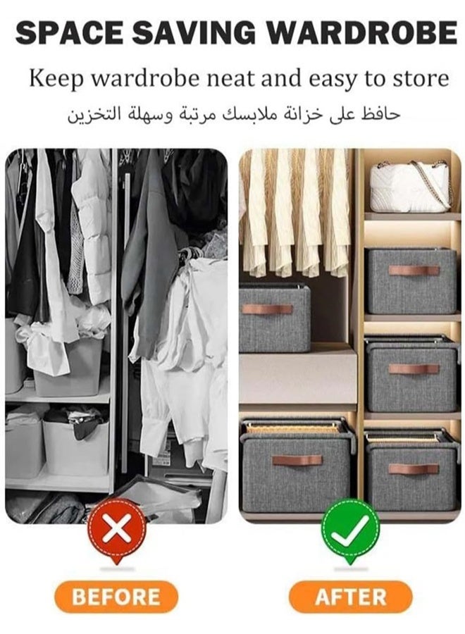 HOMESTAR 3 Pieces Cloth Storage Box, Foldable Closet Drawer Box with Transparent Cover and Handle, Drawer Organizers for Clothes, Jeans, T-Shirt - Image 3