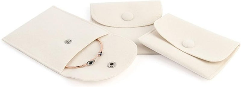 Hsiwto Pack of 10 Velvet Jewelry Pouch Storage Bags Portable Jewelry Gift Bag With Snap Button, Large Cream - Image 4