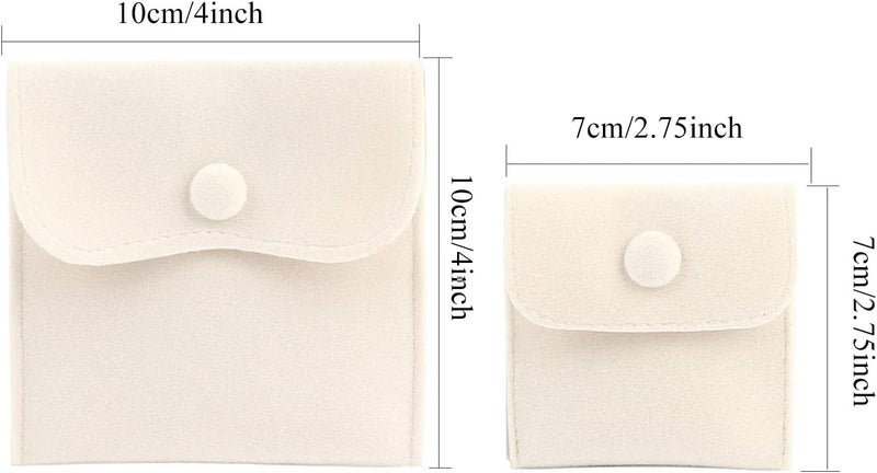 Hsiwto Pack of 10 Velvet Jewelry Pouch Storage Bags Portable Jewelry Gift Bag With Snap Button, Large Cream - Image 2