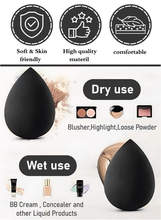 اسفنجة مكياج، مجموعة اسفنجات تجميل ناعمة وبودرة، خلاط تجميل لمزج كريم الأساس، مثالي للكريم السائل والبودرة (7 اسفنجات + 7 بيضات تجميل) - Image 2