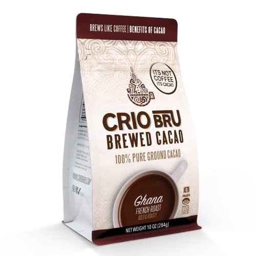 Crio Bru Ghana French Roast 10 oz Bag | Natural Healthy Brewed Cacao Drink | Great Substitute to Herbal Tea and Coffee | 99% Caffeine Free Gluten Free Low Calorie Honest Energy Brew And Enjoy Hot or Iced - Image 1