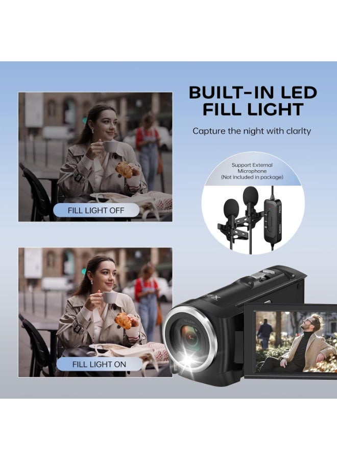 M.A&F's Camcorder Video Camera QHD 2.7K 56MP 16X Digital Zoom Vlogging Camera with LED Fill Light for YouTube, 2.8 Inch 270 Degree Rotation LCD Screen Camcorder with 32GB SD Card and Two Batteries - Image 3