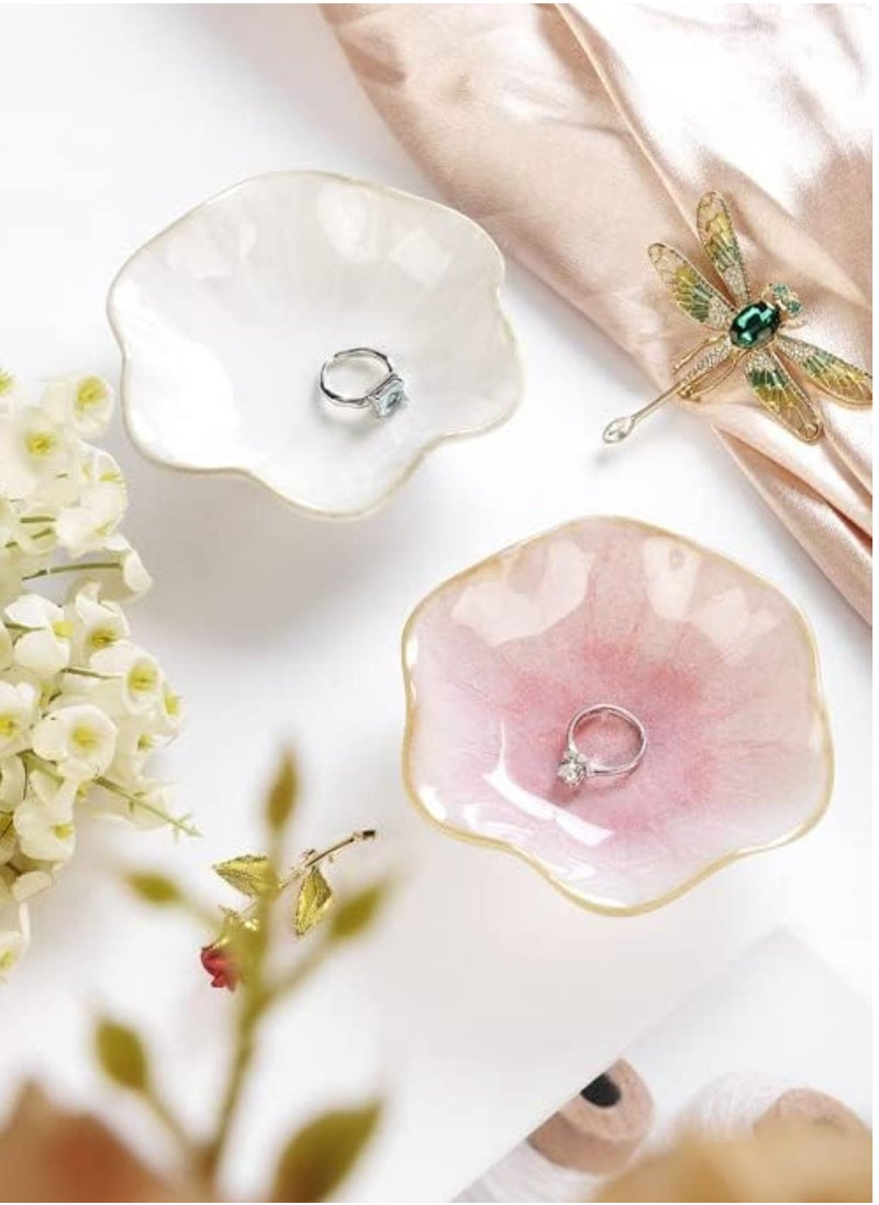 Oasisgalore Pink Ceramic Lotus Leaf Ring Tray, Small Key & Jewelry Dish for Organizing, Home Decor Gift  - Image 2