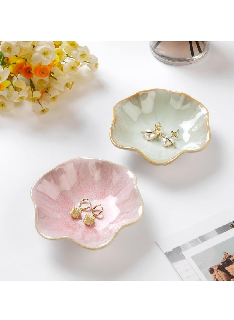 Oasisgalore Pink Ceramic Lotus Leaf Ring Tray, Small Key & Jewelry Dish for Organizing, Home Decor Gift  - Image 3