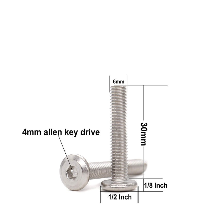 binifiMux 10pcs M6 x 30mm Rivet Countersunk Socket Cap Bolts Screws Connecting 304 Stainless Steel - Image 2