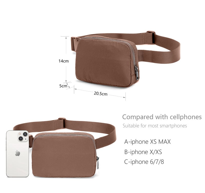 MEISEE Fanny Belt Bag Waist Pack Crossbody Bags Bum Bag for Running Hiking Travel Workout Adjustable Strap for Women-brown - Image 4