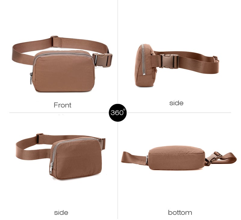 MEISEE Fanny Belt Bag Waist Pack Crossbody Bags Bum Bag for Running Hiking Travel Workout Adjustable Strap for Women-brown - Image 3