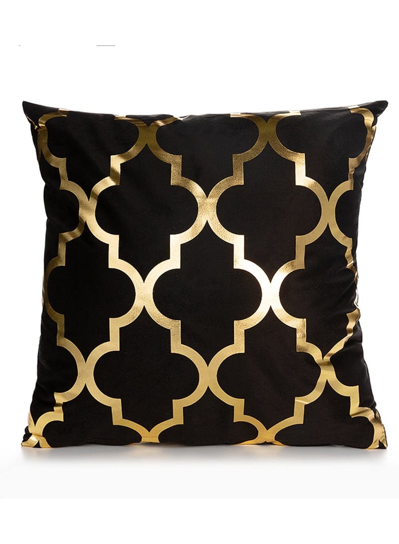 سيوسي أغطية وسائد باللونين الأسود والذهبي، حزمة مكونة من 4 أكياس وسائد هندسية مربعة الشكل للأريكة والأريكة في الهواء الطلق مقاس 45 × 45 سم - Image 5