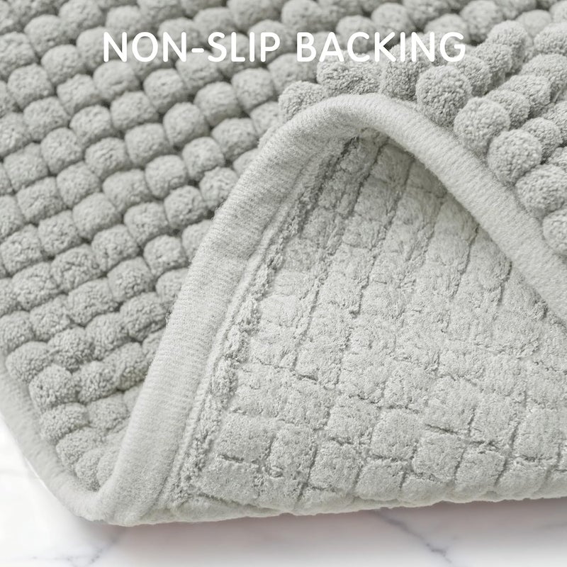 subrtex Bathroom Rugs, 24" x 60" Chenille Bath Rug Soft Short Plush Bath Mat Soft Shower Mat Water Absorbent Shower Mat Quick Dry Machine Washable, Light Gray - Image 4