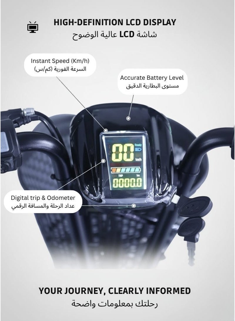 EGG PRO Electric Kick scooter black for Adults with Front Basket, Double Seats, Max Speed 40 KM/H Range 25-40 KM, 10-inch Wheels - Image 3