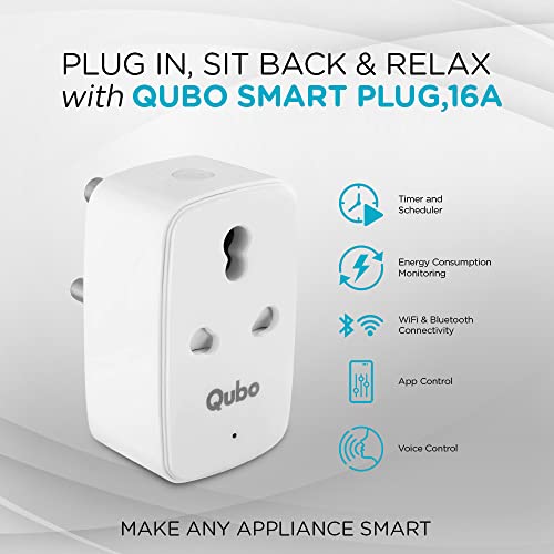 Qubo 16A Wi-Fi + Bluetooth Smart Plug | Energy Monitoring | Ideal for Heavy Appliances Like ACs, Geysers & Water Pumps | Voice Control with Alexa & Google Assistant | From Hero Group - Image 2
