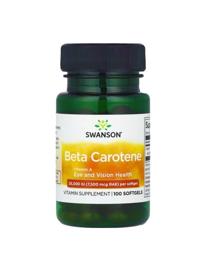 سوانسون بيتا كاروتين 25000 وحدة دولية 7500 ميكروجرام RAE 100 كبسولة هلامية