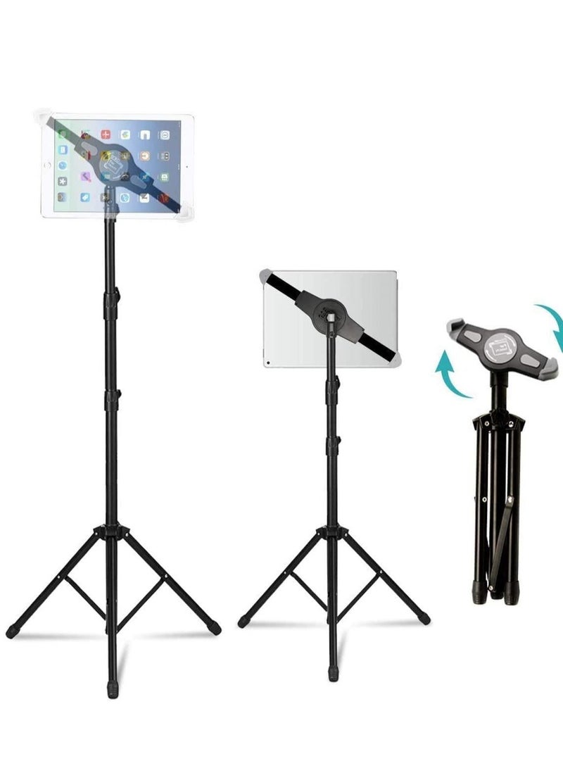 IPad and Mobile Phone Tripod Stand,Height Adjustable 20 to 60 Inch with 360 Degree Rotating Tablet Holder for iPad Air,iPad Pro and More 9.5 to 14.5 Inch Tablets, Coming with Carrying Bag - Image 1