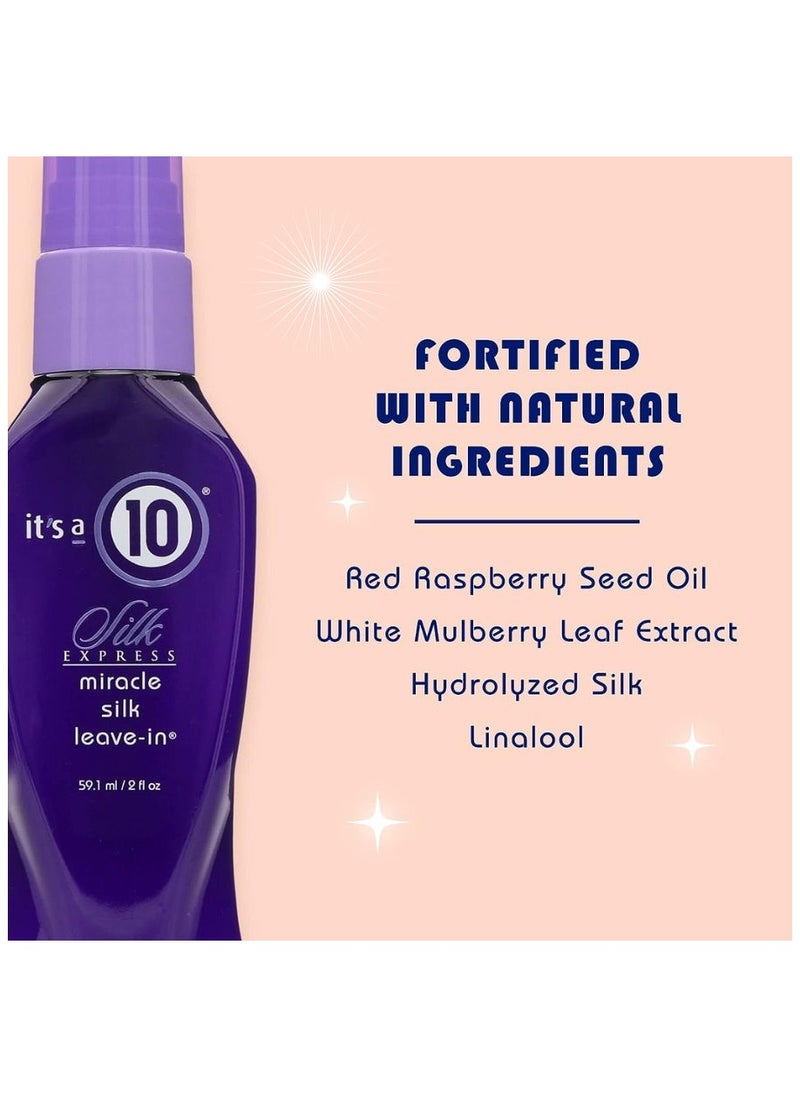 It's a 10 بلسم Silk Express Miracle Silk Leave-In، فوائد بروتين الحرير، لمعان الشعر ونعومته، بلسم لتقوية الشعر، بلسم خفيف الوزن بدون شطف، 10 أونصة  - Image 2