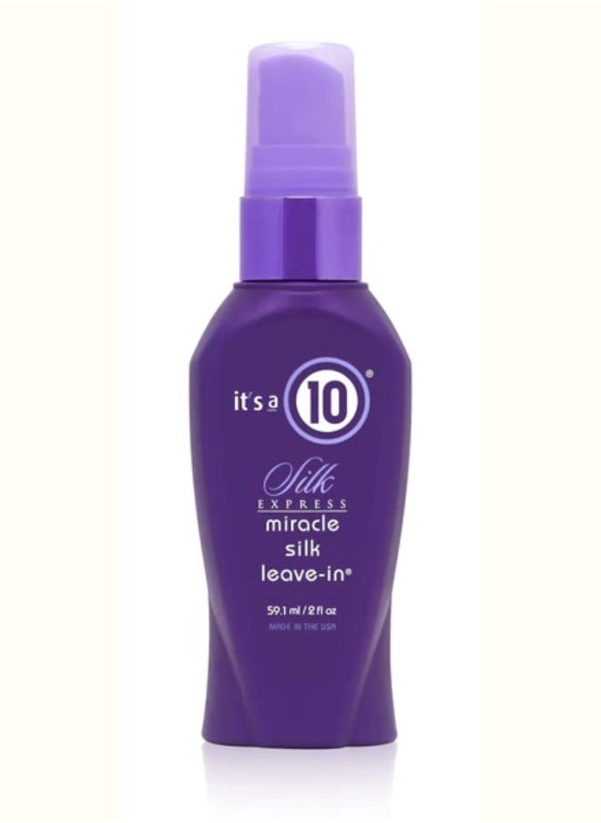 It's a 10 بلسم Silk Express Miracle Silk Leave-In، فوائد بروتين الحرير، لمعان الشعر ونعومته، بلسم لتقوية الشعر، بلسم خفيف الوزن بدون شطف، 10 أونصة  - Image 1