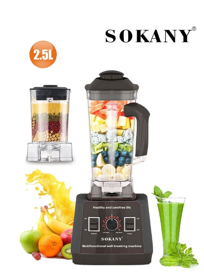 سوكاني خلاطات سطح الطاولة 9 سرعات، خلاط كهربائي 2 في 1، خلاط طعام احترافي بسعة كبيرة 2.5 لتر للعصائر والمشروبات المثلجة وسحق الثلج والفواكه المجمدة والحساء، 5000 وات، SK-666 - Image 1