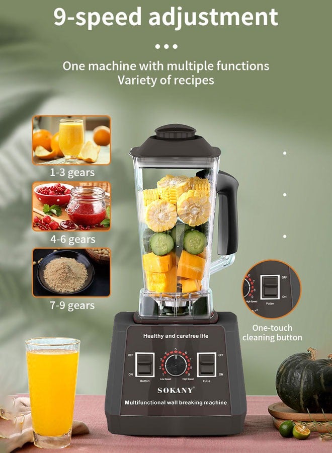 سوكاني خلاطات سطح الطاولة 9 سرعات، خلاط كهربائي 2 في 1، خلاط طعام احترافي بسعة كبيرة 2.5 لتر للعصائر والمشروبات المثلجة وسحق الثلج والفواكه المجمدة والحساء، 5000 وات، SK-666 - Image 3