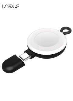 Unique USB-C Charger for Apple Watch - Portable Wireless Magnetic Fast Charging Compatible with Apple iWatch Ultra/Series 8/7/6/5/4/3/SE Travel Pod Charger - Cordless Travel Charger Keychain - Black/White  - Image 1