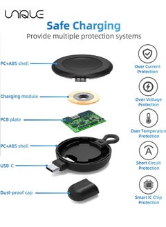 Unique USB-C Charger for Apple Watch - Portable Wireless Magnetic Fast Charging Compatible with Apple iWatch Ultra/Series 8/7/6/5/4/3/SE Travel Pod Charger - Cordless Travel Charger Keychain - Black/White  - Image 3