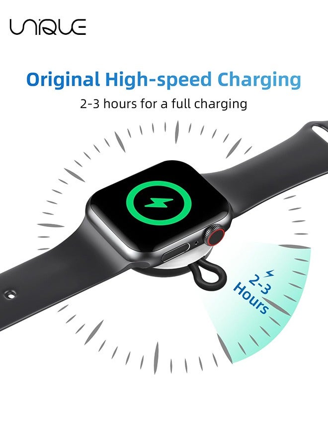 يونيك شاحن USB-C لساعة أبل - شحن مغناطيسي لاسلكي محمول سريع متوافق مع شاحن Apple iWatch Ultra / Series 8/7/6/5/4/3 / SE - شاحن سفر لاسلكي سلسلة مفاتيح - أسود / أبيض - Image 5