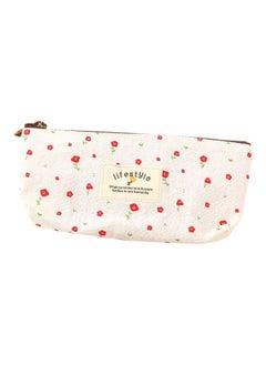 Loquat Floral Printed Pencil Case White/Red/Green  - Image 1