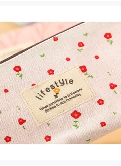 Loquat Floral Printed Pencil Case White/Red/Green  - Image 2
