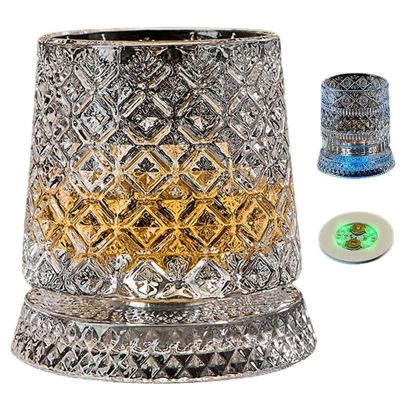 [Free Light-Up Coaster] Light-Up Rotating Whiskey Glass - Stress-Relieving Liquor Glass with Tumbler - Image 1