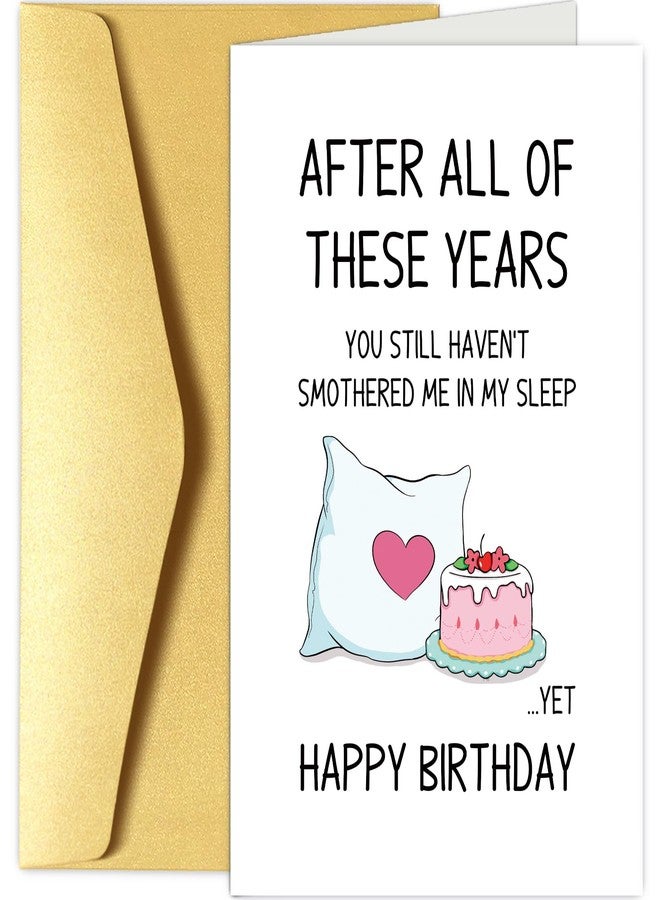 Chenive Funny Birthday Card Gift for Wife Husband, Hilarious Birthday Card Gift from Boyfriend Girlfriend, You Still Haven't Smothered Me In My Sleep Yet - Image 1