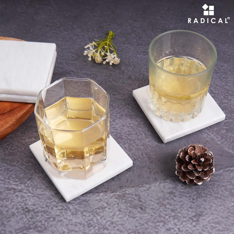 RADICALn Premium Set of 6 Handmade White Marble Coasters 3.5 Inch – Square Natural Stone Drink Coasters, Elegant Coffee & Dining Table Protection, Luxury Home Decor Accessory - Image 4