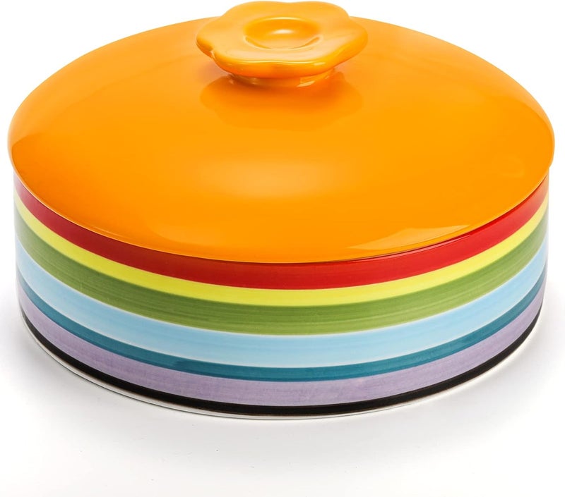 Lyellfe Ceramic Tortilla Warmer, 8.5 Inch Colorful Tortilla Server Keeper Container with Lid, Hold up to 12 Tortillas, Great for Taco Tuesday Night, Mexican Party, Microwave and Oven Safe - Image 3