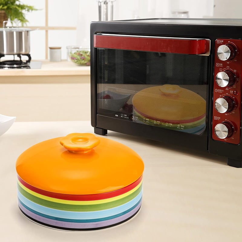 Lyellfe Ceramic Tortilla Warmer, 8.5 Inch Colorful Tortilla Server Keeper Container with Lid, Hold up to 12 Tortillas, Great for Taco Tuesday Night, Mexican Party, Microwave and Oven Safe - Image 5