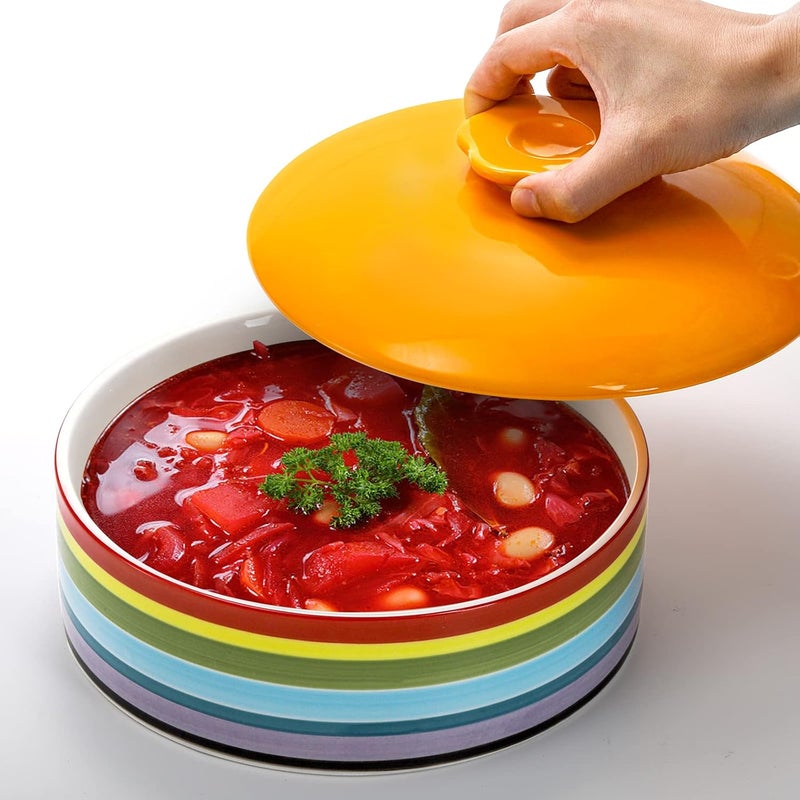 Lyellfe Ceramic Tortilla Warmer, 8.5 Inch Colorful Tortilla Server Keeper Container with Lid, Hold up to 12 Tortillas, Great for Taco Tuesday Night, Mexican Party, Microwave and Oven Safe - Image 4