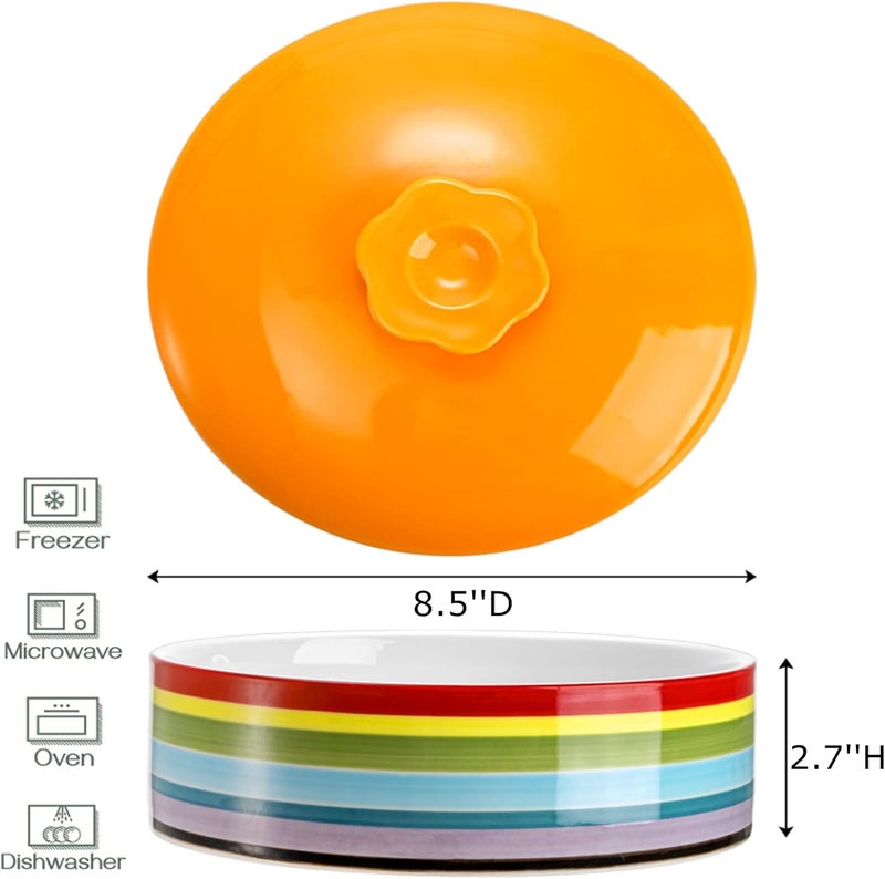 Lyellfe Ceramic Tortilla Warmer, 8.5 Inch Colorful Tortilla Server Keeper Container with Lid, Hold up to 12 Tortillas, Great for Taco Tuesday Night, Mexican Party, Microwave and Oven Safe - Image 2